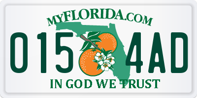 FL license plate 0154AD