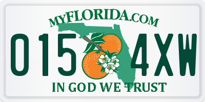 FL license plate 0154XW