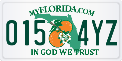FL license plate 0154YZ