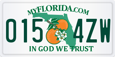 FL license plate 0154ZW