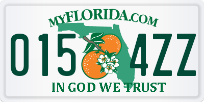 FL license plate 0154ZZ