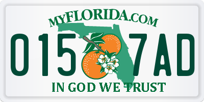 FL license plate 0157AD