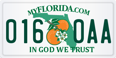 FL license plate 0160AA