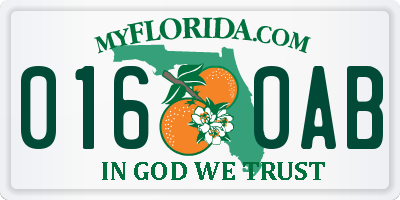 FL license plate 0160AB