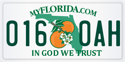 FL license plate 0160AH