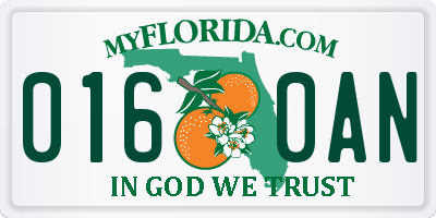 FL license plate 0160AN