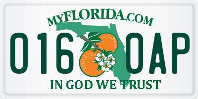 FL license plate 0160AP