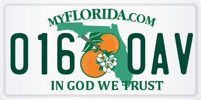 FL license plate 0160AV