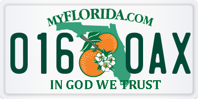 FL license plate 0160AX