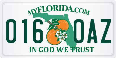 FL license plate 0160AZ
