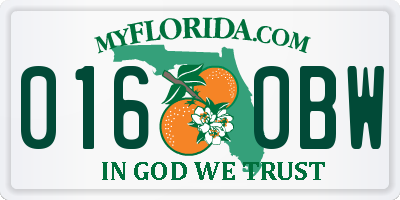 FL license plate 0160BW