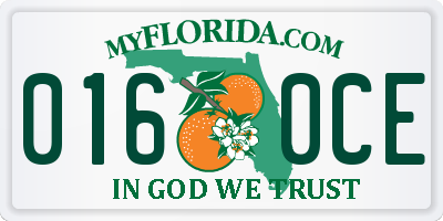 FL license plate 0160CE