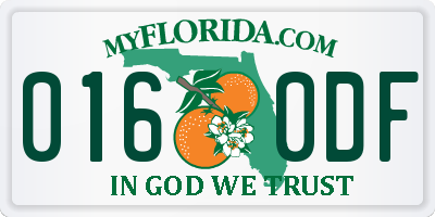 FL license plate 0160DF