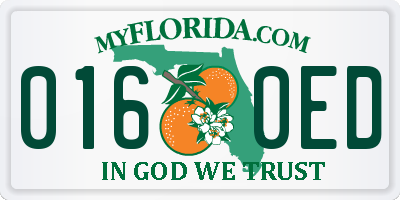 FL license plate 0160ED