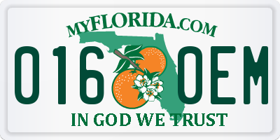 FL license plate 0160EM