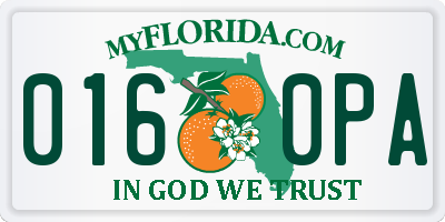 FL license plate 0160PA