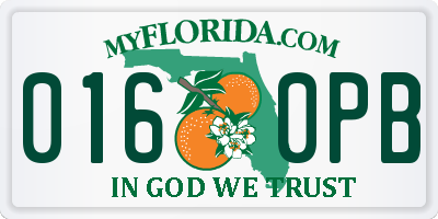 FL license plate 0160PB