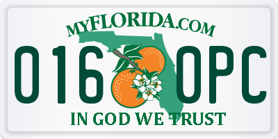 FL license plate 0160PC