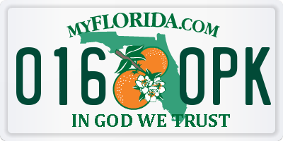 FL license plate 0160PK