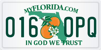 FL license plate 0160PQ