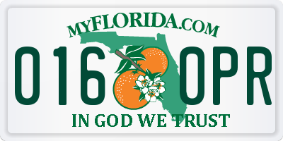 FL license plate 0160PR