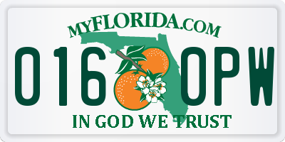 FL license plate 0160PW