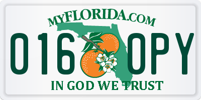 FL license plate 0160PY