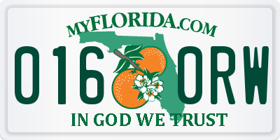 FL license plate 0160RW