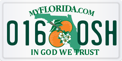 FL license plate 0160SH