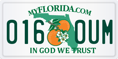 FL license plate 0160UM