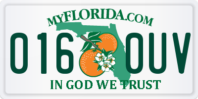 FL license plate 0160UV