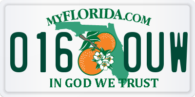 FL license plate 0160UW