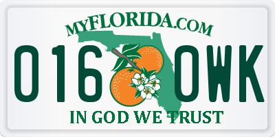 FL license plate 0160WK