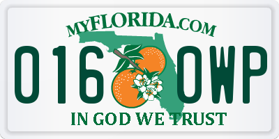 FL license plate 0160WP