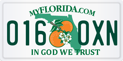 FL license plate 0160XN