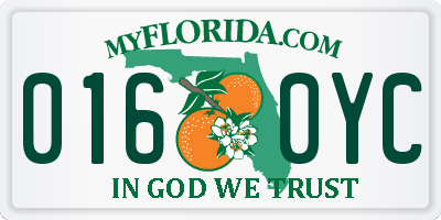FL license plate 0160YC