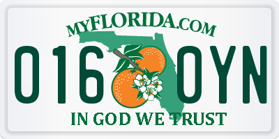 FL license plate 0160YN