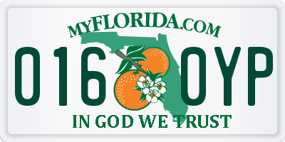 FL license plate 0160YP