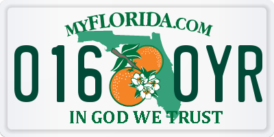 FL license plate 0160YR