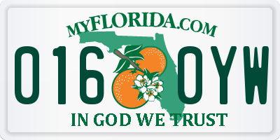 FL license plate 0160YW