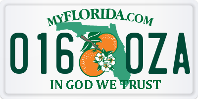 FL license plate 0160ZA