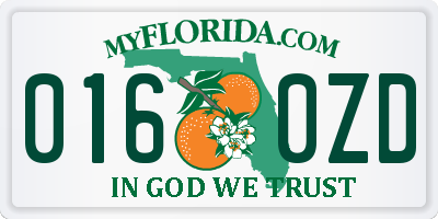 FL license plate 0160ZD