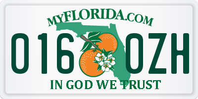 FL license plate 0160ZH