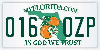 FL license plate 0160ZP