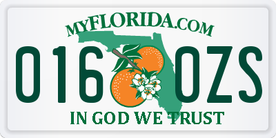 FL license plate 0160ZS