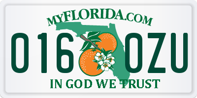 FL license plate 0160ZU