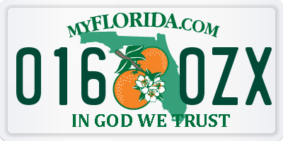 FL license plate 0160ZX
