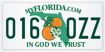 FL license plate 0160ZZ