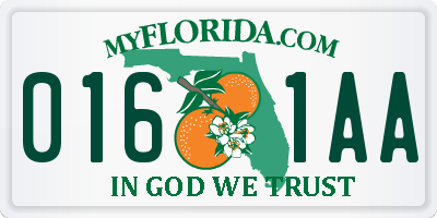 FL license plate 0161AA