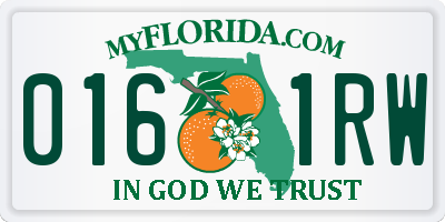 FL license plate 0161RW